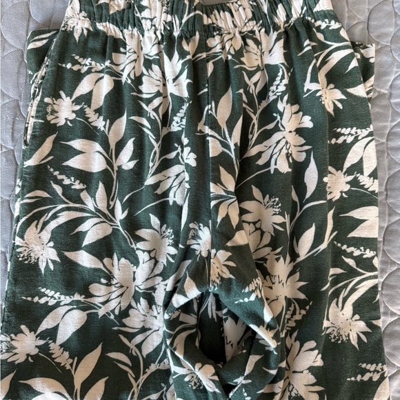 Abercrombie & Fitch Green Floral Linen Pull-On Pants Size S - Picture 3 of 3